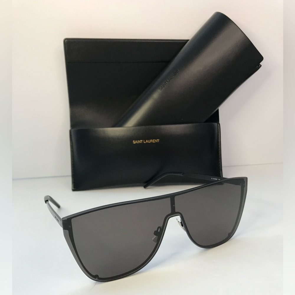 💯 - New Authentic Saint Laurent New Wave SL 1-B MASK Sunglasses Black - … - Picture 4 of 16